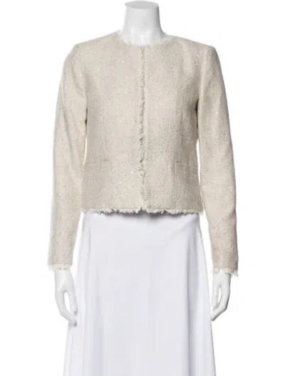 Pre-owned Alice And Olivia Tweed Pattern Evening Jacket In Neutral