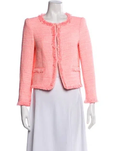 Pre-owned Alice And Olivia Tweed Pattern Evening Jacket In Pink