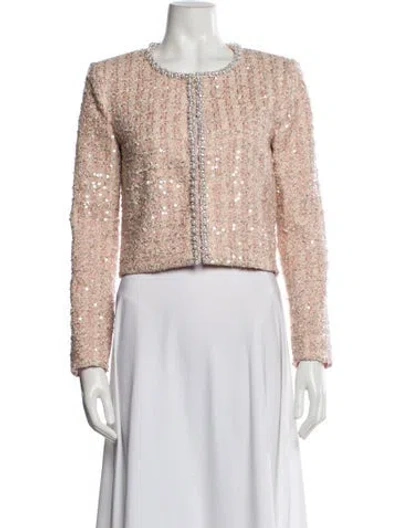 Pre-owned Alice And Olivia Tweed Pattern Evening Jacket In Pink