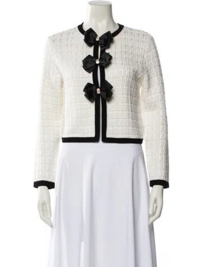 Pre-owned Alice And Olivia Tweed Pattern Evening Jacket W/ Tags In White