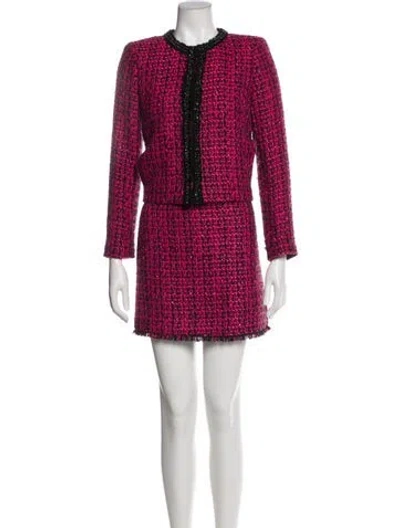 Pre-owned Alice And Olivia Tweed Pattern Glitter Accents Dress Set In Pink