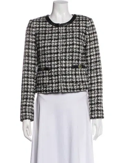 Pre-owned Alice And Olivia Tweed Pattern Jacket In Black