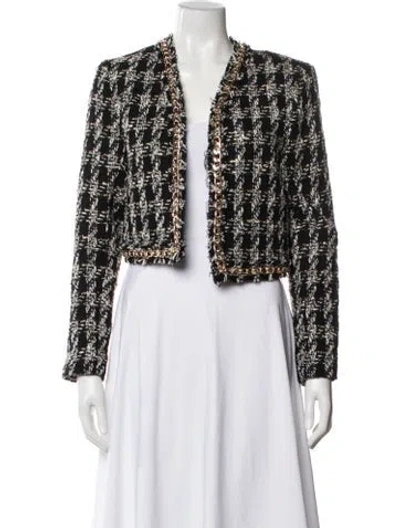 Pre-owned Alice And Olivia Tweed Pattern Jacket In Black