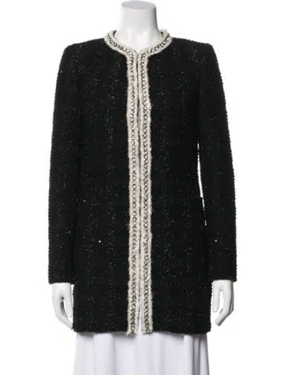 Pre-owned Alice And Olivia Tweed Pattern Jacket In Black