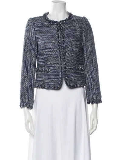 Pre-owned Alice And Olivia Tweed Pattern Jacket In Blue