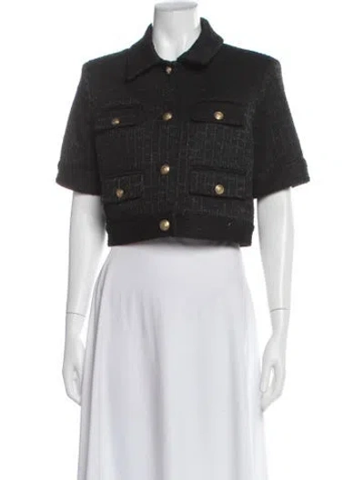 Pre-owned Alice And Olivia Tweed Pattern Jacket In Gray