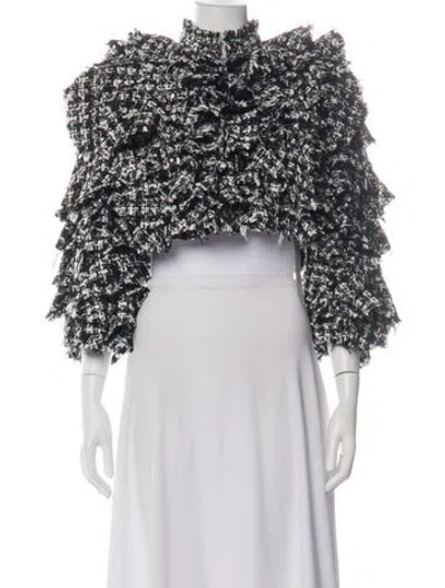 Pre-owned Alice And Olivia Tweed Pattern Jacket In Green