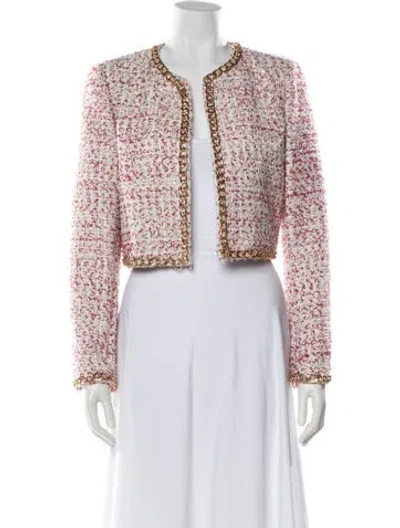 Pre-owned Alice And Olivia Tweed Pattern Jacket In Pink