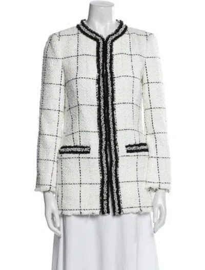 Pre-owned Alice And Olivia Tweed Pattern Jacket W/ Tags In White