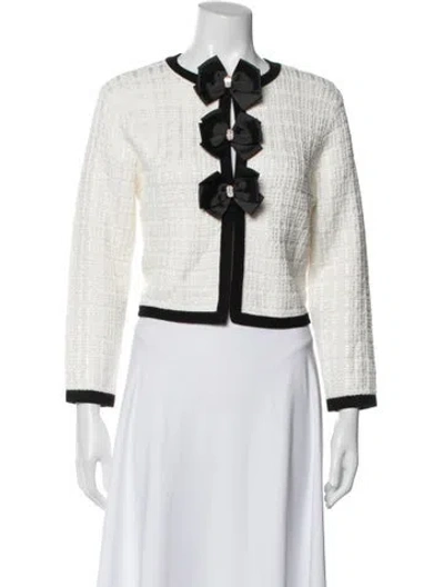 Pre-owned Alice And Olivia Tweed Pattern Jacket W/ Tags In White