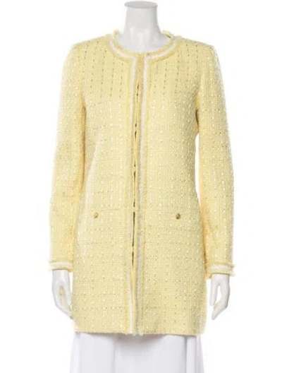 Pre-owned Alice And Olivia Tweed Pattern Jacket W/ Tags In Yellow