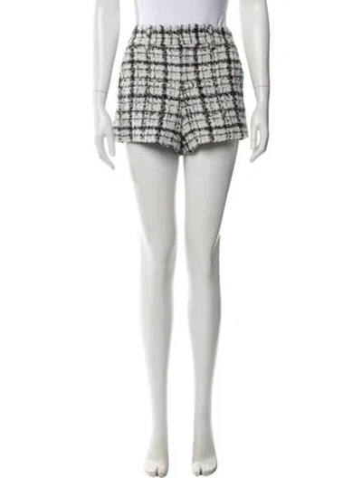 Pre-owned Alice And Olivia Tweed Pattern Mini Shorts In Black