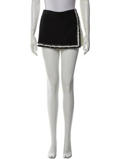 Pre-owned Alice And Olivia Tweed Pattern Mini Shorts In Black