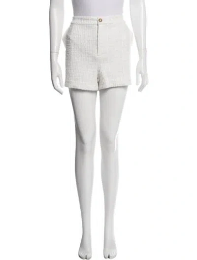 Pre-owned Alice And Olivia Tweed Pattern Mini Shorts In White