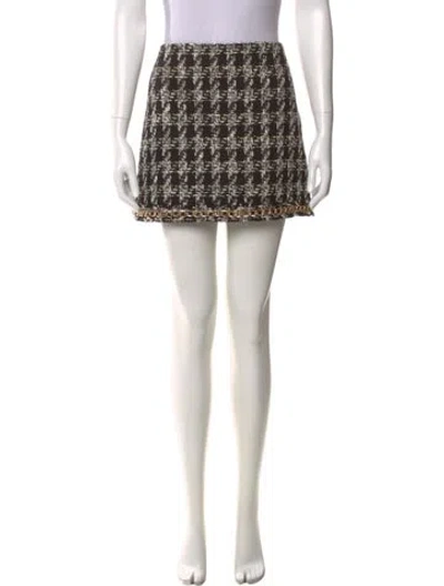 Pre-owned Alice And Olivia Tweed Pattern Mini Skirt In Black