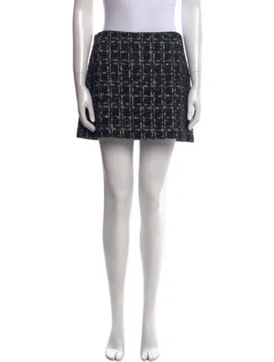 Pre-owned Alice And Olivia Tweed Pattern Mini Skirt In Black