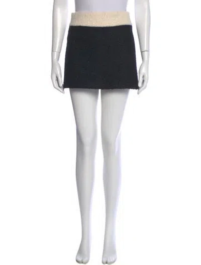Pre-owned Alice And Olivia Tweed Pattern Mini Skirt In Black