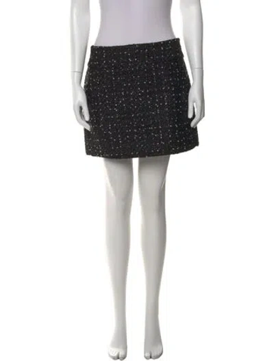 Pre-owned Alice And Olivia Tweed Pattern Mini Skirt In Black