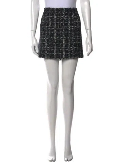 Pre-owned Alice And Olivia Tweed Pattern Mini Skirt In Black