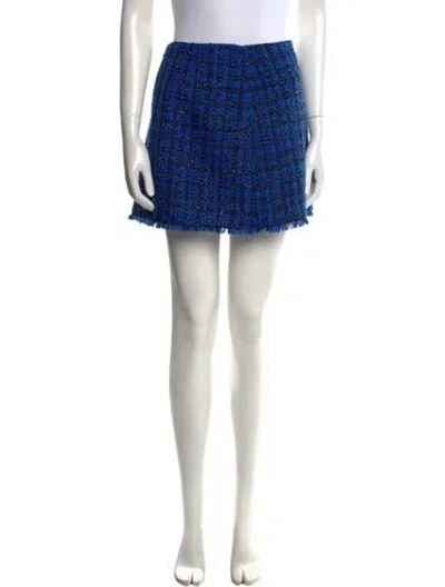 Pre-owned Alice And Olivia Tweed Pattern Mini Skirt In Blue