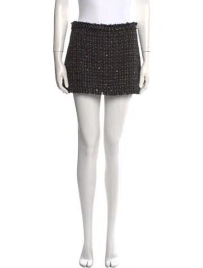 Pre-owned Alice And Olivia Tweed Pattern Mini Skirt In Blue