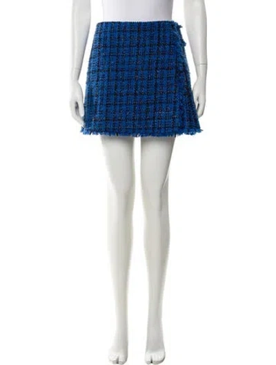 Pre-owned Alice And Olivia Tweed Pattern Mini Skirt In Blue