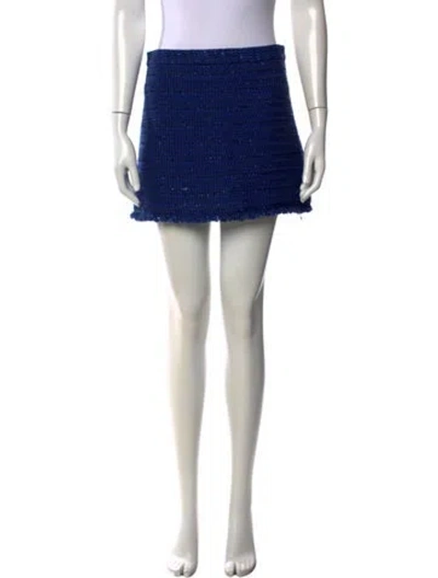 Pre-owned Alice And Olivia Tweed Pattern Mini Skirt In Blue