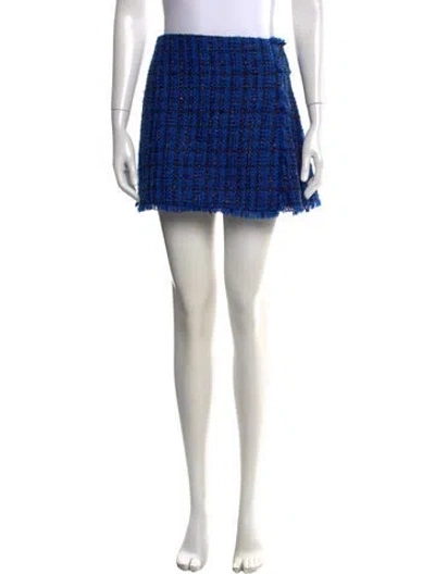 Pre-owned Alice And Olivia Tweed Pattern Mini Skirt In Blue