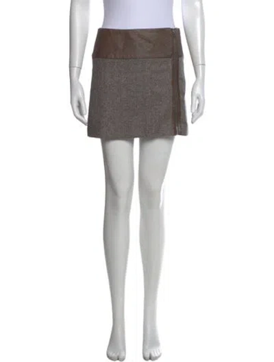 Pre-owned Alice And Olivia Tweed Pattern Mini Skirt In Brown