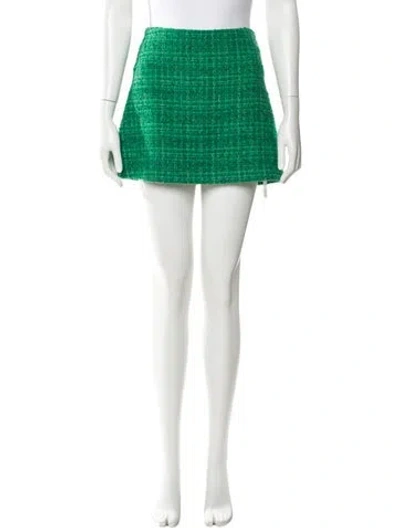 Pre-owned Alice And Olivia Tweed Pattern Mini Skirt In Green