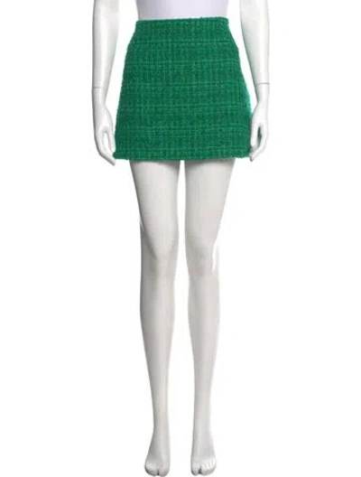 Pre-owned Alice And Olivia Tweed Pattern Mini Skirt In Green