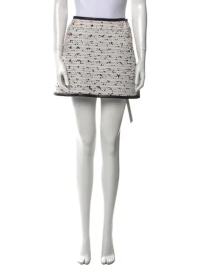 Pre-owned Alice And Olivia Tweed Pattern Mini Skirt In Neutral