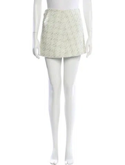 Pre-owned Alice And Olivia Tweed Pattern Mini Skirt In Neutral