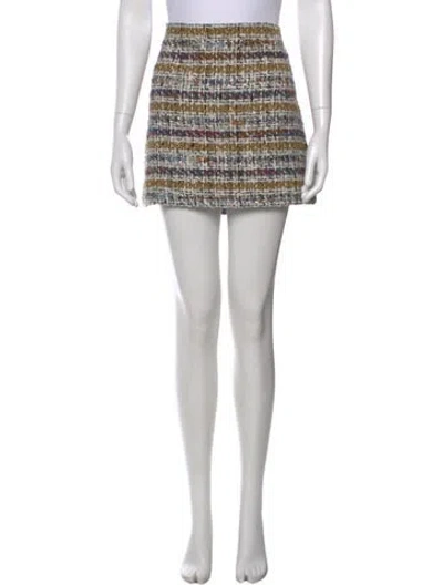 Pre-owned Alice And Olivia Tweed Pattern Mini Skirt In Neutral