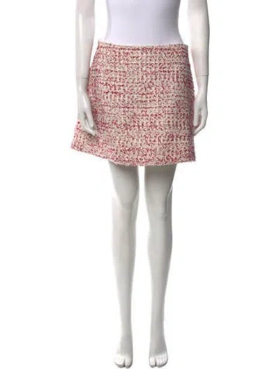 Pre-owned Alice And Olivia Tweed Pattern Mini Skirt In Pink