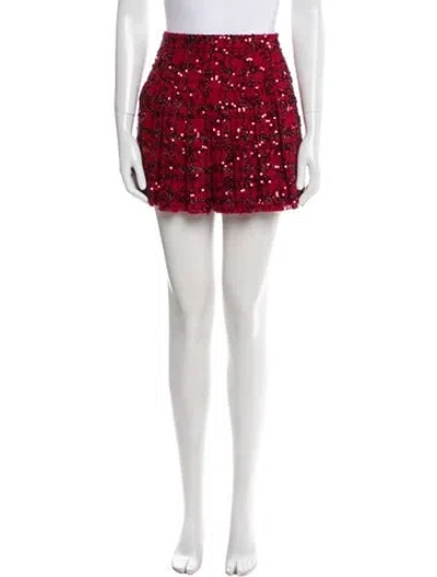 Pre-owned Alice And Olivia Tweed Pattern Mini Skirt In Red