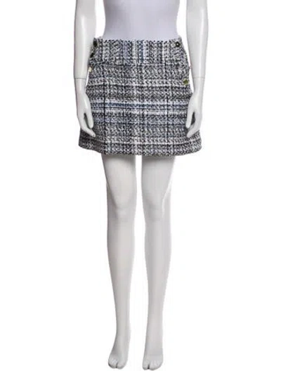 Pre-owned Alice And Olivia Tweed Pattern Mini Skirt In White