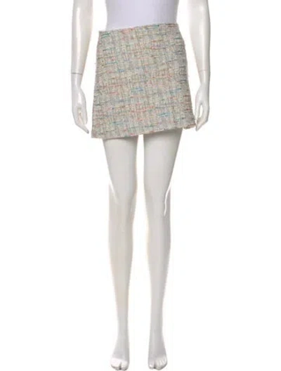 Pre-owned Alice And Olivia Tweed Pattern Mini Skirt In White