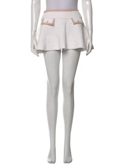 Pre-owned Alice And Olivia Tweed Pattern Mini Skirt In White