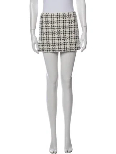 Pre-owned Alice And Olivia Tweed Pattern Mini Skirt In White