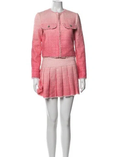 Pre-owned Alice And Olivia Tweed Pattern Skirt Set In Pink