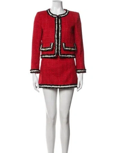 Pre-owned Alice And Olivia Tweed Pattern Skirt Set In Red