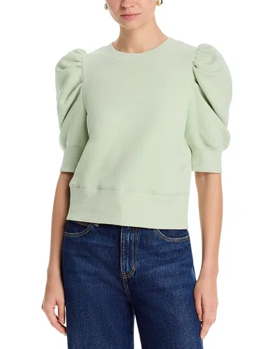 Alice And Olivia Tyler Puffed Sleeve Sweatshirt In Green
