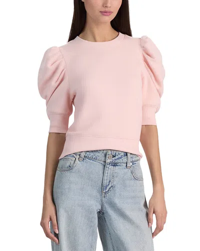 Alice And Olivia Tyler Puffed Sleeve Sweatshirt In Pink
