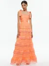Alice And Olivia Vega Sleeveless Tiered Maxi Dress In Orange