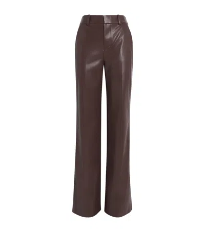 Alice And Olivia Vegan Leather Alexander Trousers In Brown