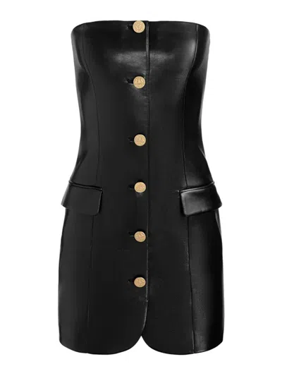 Alice And Olivia Vegan Leather Mini Blazer Dress In Yellow