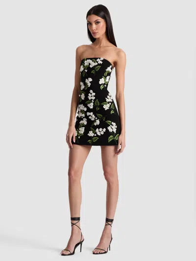 Alice And Olivia Velia Embellished Mini Gown In Black
