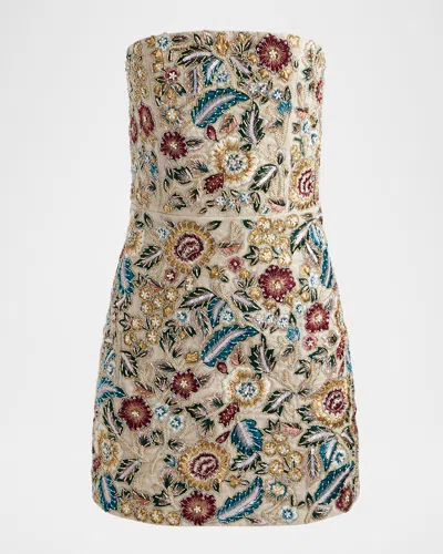 Alice And Olivia Velia Embellished Strapless Mini Gown