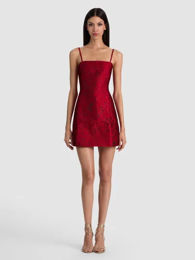 Alice And Olivia Velia Embroidered Mini Dress In Red